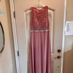 Rose Bridesmaid or Mother of the Bride full length Gown